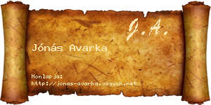 Jónás Avarka névjegykártya